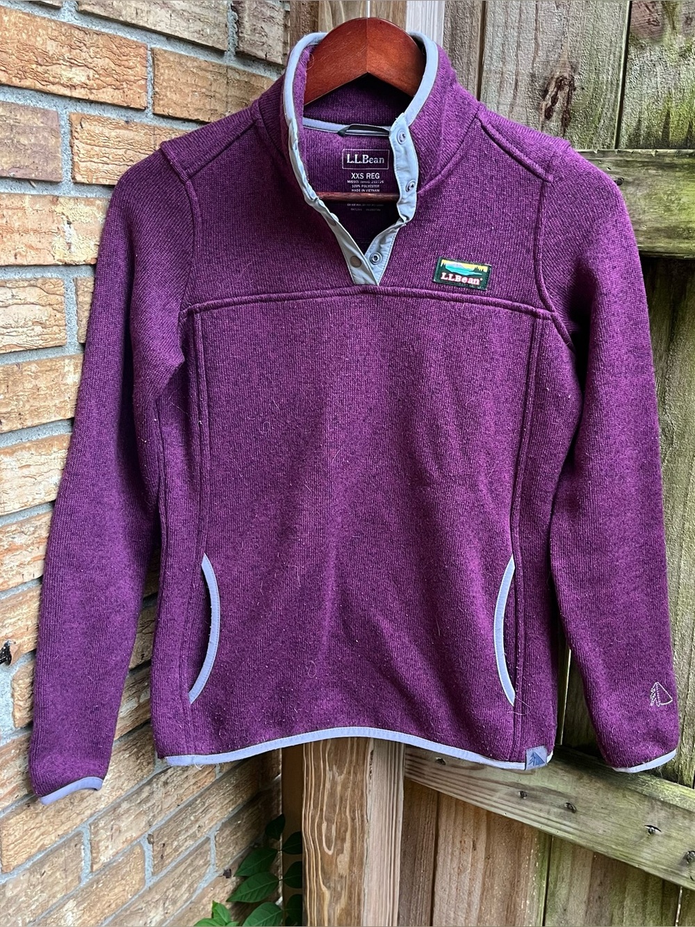 L.L. Bean Plum Fleece Pullover with 1/4 Button